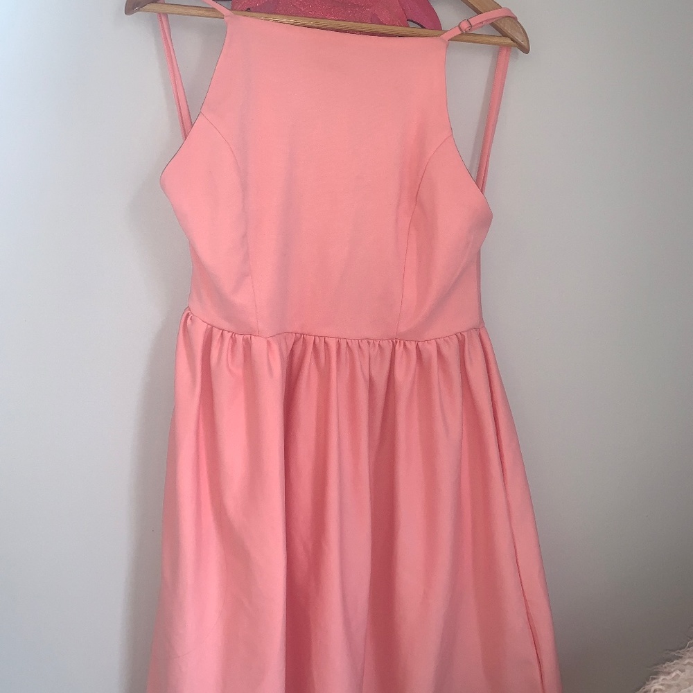 Pink strap mini casual dress